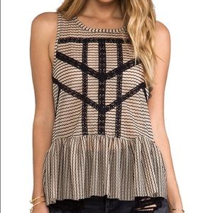 Free people black & tan peplum tank